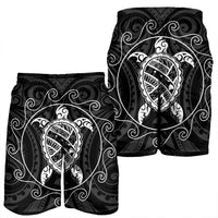 Hawaiian Map Turtle Wave Polynesian Men's Shorts White - AH - Polynesian Pride