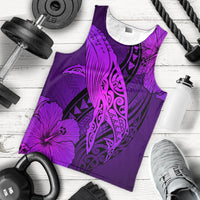 Hawaiian Map Whale Swim Hibiscus Polynesian Tank Top - Purple - AH - Polynesian Pride