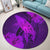 Hawaiian Map Whale Swim Hibiscus Polynesian Round Carpet - Purple - AH - Polynesian Pride