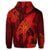Hawaiian Map Whale Swim Hibiscus Polynesian Hoodie Red - Polynesian Pride
