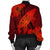 Hawaiian Map Whale Swim Hibiscus Polynesian Bomber Jacket - Red - AH - Polynesian Pride