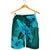 Hawaiian Map Whale Swim Hibiscus Polynesian Men's Shorts - Turquoise - AH - Polynesian Pride