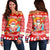 Hawaiian Mele Kalikimaka Santa Claus Pattern Christmas Women's Off Shoulder Sweater - Red - Labo Style - AH Red - Polynesian Pride