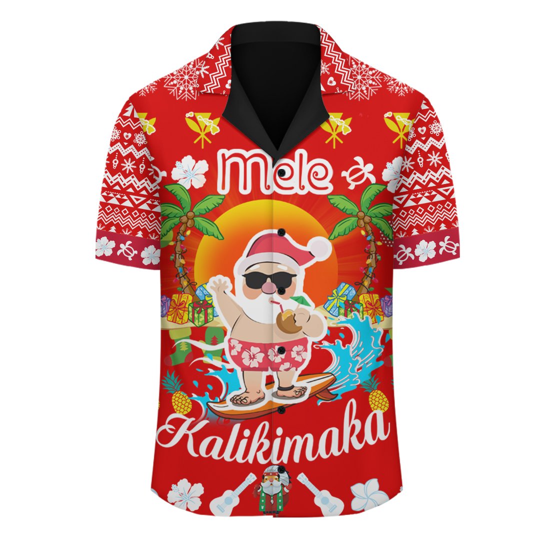 Hawaii Mele Kalikimaka Santa Claus Pattern Christmas Hawaiian Shirt - Red - Labo Style - AH - Polynesian Pride