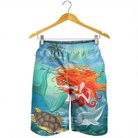 Hawaiian Mermaid Turtle Dolphin Polynesian Men's Shorts - AH - Polynesian Pride