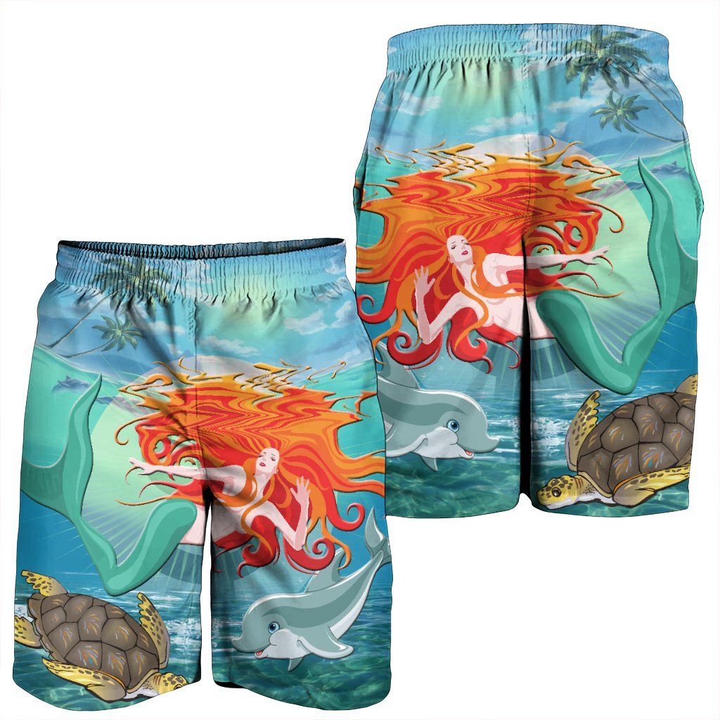 Hawaiian Mermaid Turtle Dolphin Polynesian Men's Shorts - AH - Polynesian Pride