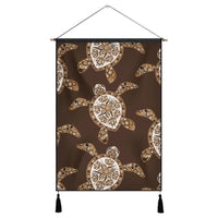 Hawaiian Old School Turtle Hanging Poster - AH Hanging Poster Cotton And Linen - Polynesian Pride