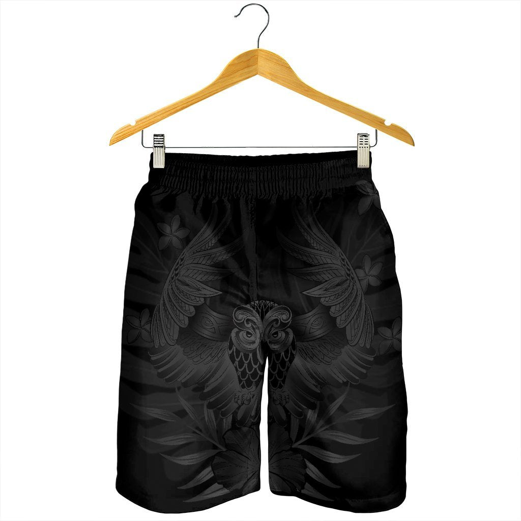 Hawaiian Owl Hibiscus Plumeria Polynesian Men's Shorts - Gray - AH - Polynesian Pride