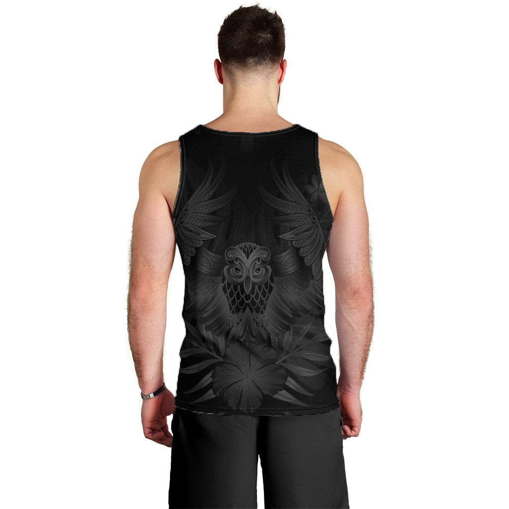 Hawaiian Owl Hibiscus Plumeria Polynesian Tank Top - Gray - AH - Polynesian Pride
