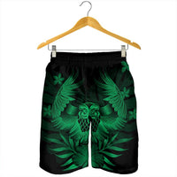 Hawaiian Owl Hibiscus Plumeria Polynesian Men's Shorts - Green - AH - Polynesian Pride