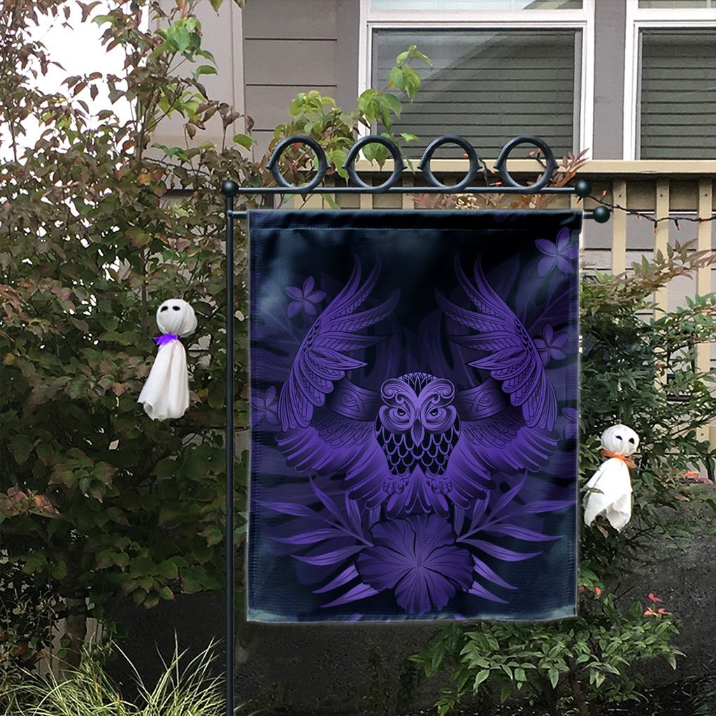 Hawaiian Owl Hibiscus Plumeria Polynesian Flag - Purple - AH - Polynesian Pride