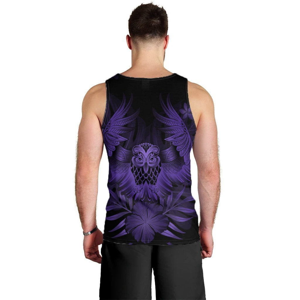 Hawaiian Owl Hibiscus Plumeria Polynesian Tank Top - Purple - AH - Polynesian Pride