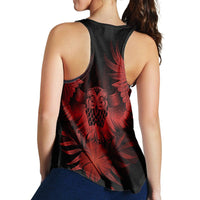 Hawaiian Owl Hibiscus Plumeria Polynesian Racerback Tank - Red - AH - Polynesian Pride