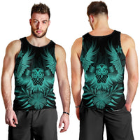 Hawaiian Owl Hibiscus Plumeria Polynesian Tank Top - Turquoise - AH - Polynesian Pride