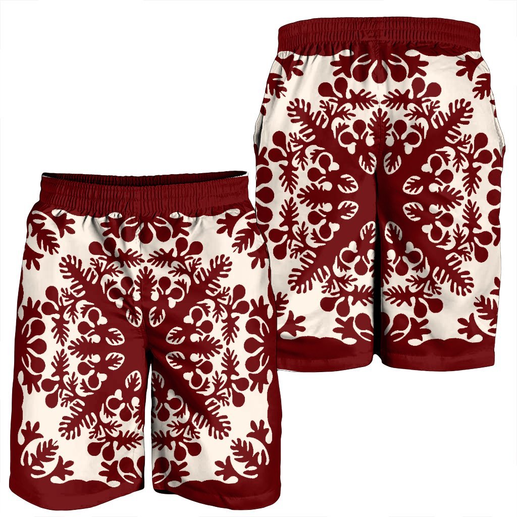Hawaiian Palm Tree Quilt Tradition Red Men's Shorts - AH - Polynesian Pride