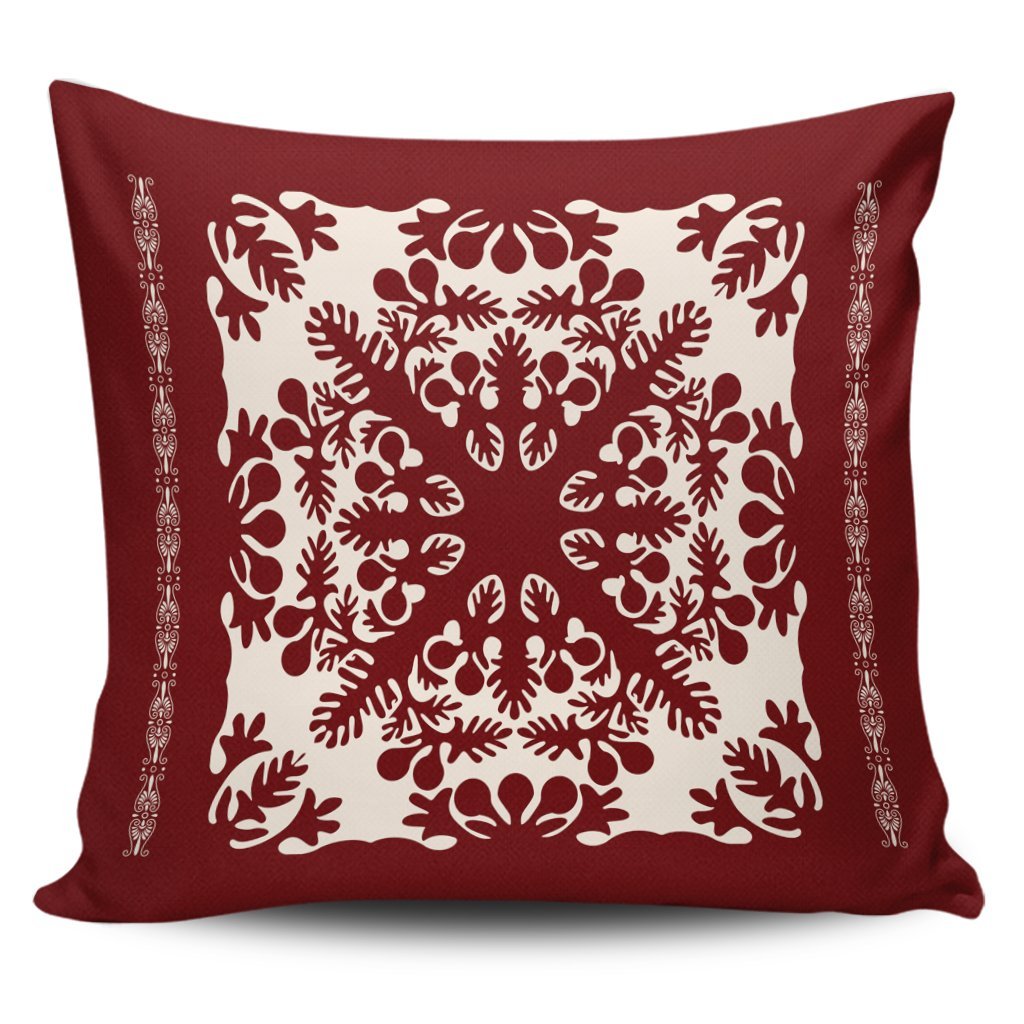 Hawaiian Palm Tree Quilt Tradition Red Pillow Covers - AH Pillow Covers Black - Polynesian Pride