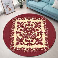 Hawaiian Palm Tree Quilt Vintage Round Carpet - AH - Polynesian Pride