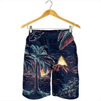 Hawaiian Palm Tree Volcano Night On The Land Men's Shorts - AH - Polynesian Pride