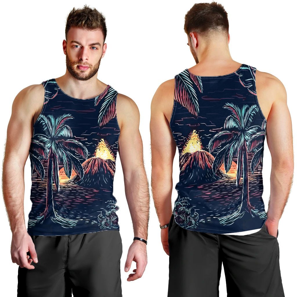 Hawaiian Palm Tree Volcano Night On The Land Tank Top - AH - Polynesian Pride