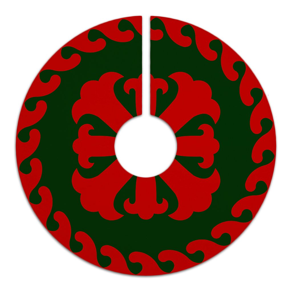 Hawaiian Pattern Lily Polynesian Tree Skirt - Red Green - AH - Polynesian Pride