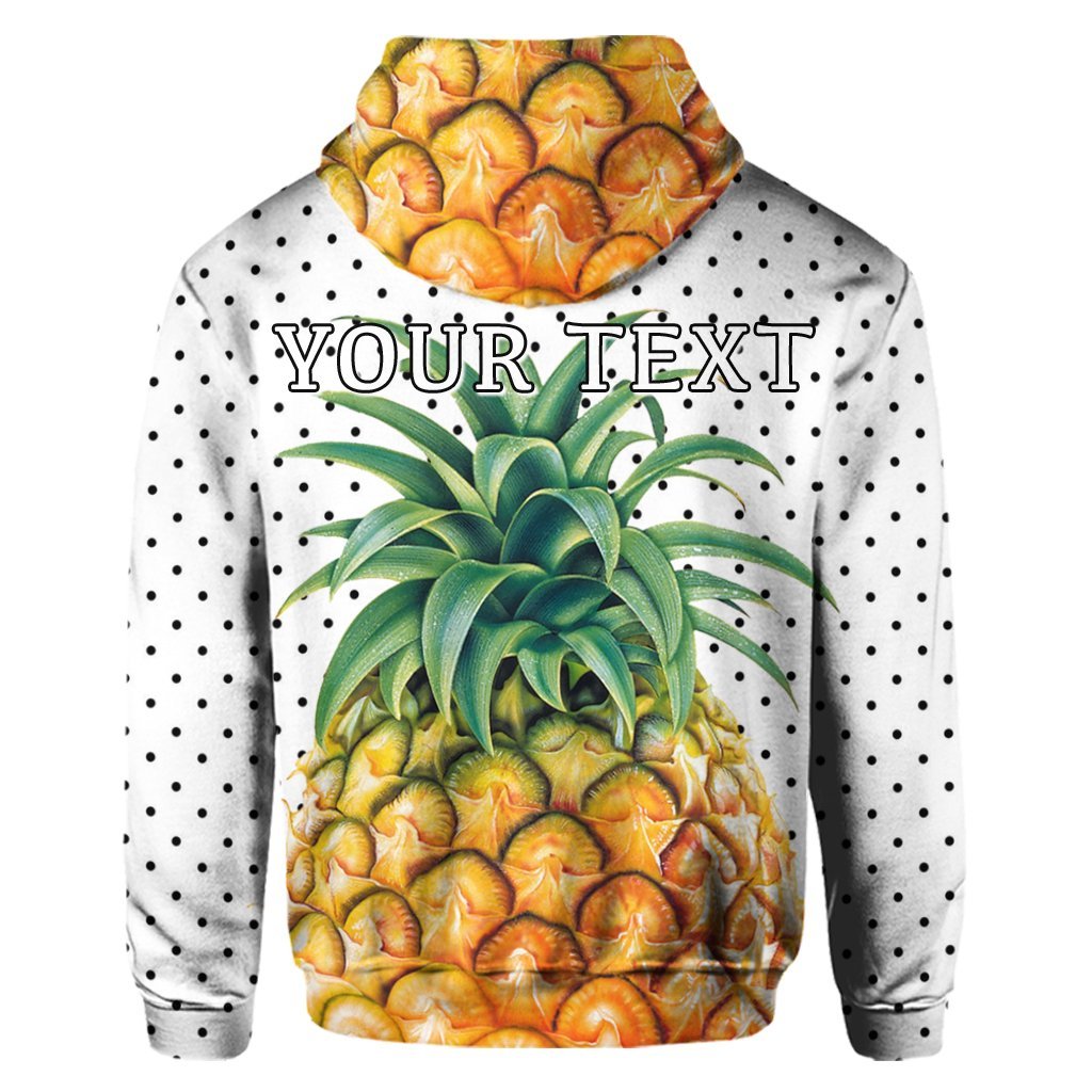Custom Hawaiian Pineapple Polka Dots Background Polynesian Hoodie - Polynesian Pride