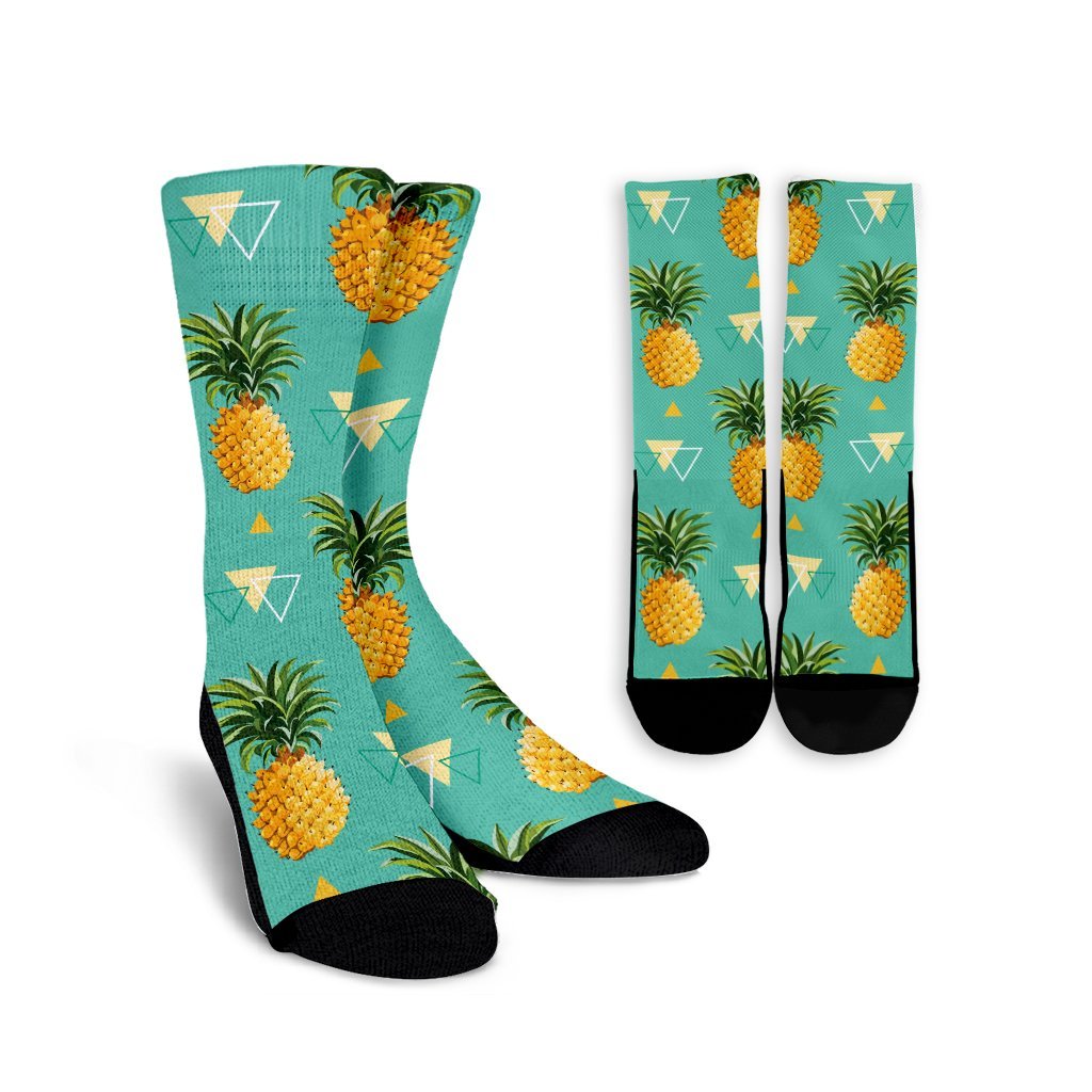 Hawaiian Pineapple Polynesian Crew Socks - AH Crew Socks White - Polynesian Pride