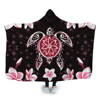 Hawaiian Pinky Turtle Plumeria Hooded Blanket AH Hooded Blanket White - Polynesian Pride