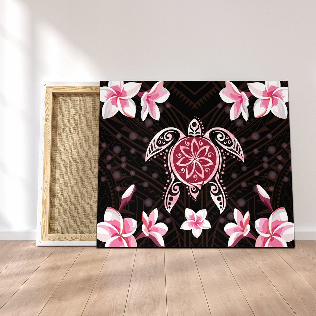 Hawaiian Pinky Turtle Plumeria Canvas AH Canvas Poly-cotton - Polynesian Pride