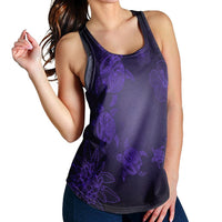 Hawaiian Plumeria Hibiscus Turtle Under Sea Polynesian Racerback Tank Purple AH - Polynesian Pride