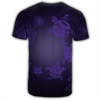 Hawaiian Plumeria Hibiscus Turtle Under Sea Polynesian T Shirt Purple AH - Polynesian Pride