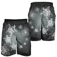 Hawaiian Plumeria Hibiscus Turtle Under Sea Polynesian Men's Shorts White AH - Polynesian Pride