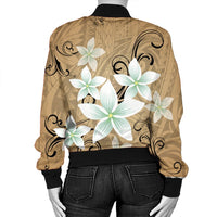 Hawaiian Plumeria Polynesian Bomber Jacket - Gold - AH - Polynesian Pride
