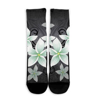 Hawaiian Plumeria Polynesian Crew Socks - Gray - AH - Polynesian Pride