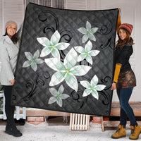 Hawaiian Plumeria Polynesian Premium Quilts - Gray - AH - Polynesian Pride