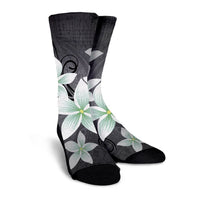 Hawaiian Plumeria Polynesian Crew Socks - Gray - AH - Polynesian Pride