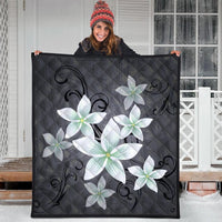 Hawaiian Plumeria Polynesian Premium Quilts - Gray - AH - Polynesian Pride