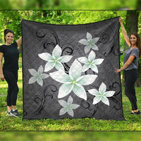 Hawaiian Plumeria Polynesian Premium Quilts - Gray - AH Black - Polynesian Pride