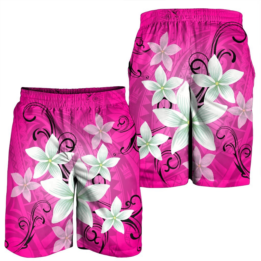 Hawaiian Plumeria Polynesian Men's Shorts - Pink - AH - Polynesian Pride