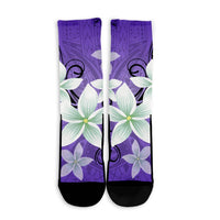 Hawaiian Plumeria Polynesian Crew Socks - Purple - AH - Polynesian Pride