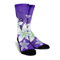 Hawaiian Plumeria Polynesian Crew Socks - Purple - AH - Polynesian Pride