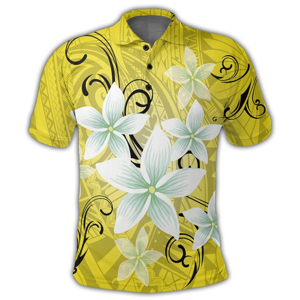 Hawaiian Plumeria Polynesian Polo Shirt Yellow - Polynesian Pride