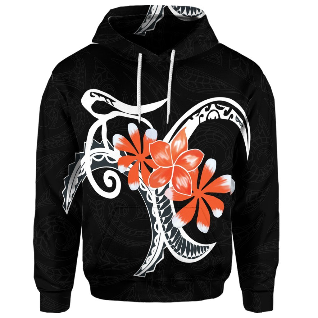 Custom Hawaiian Plumeria Polynesian Orange Hoodie - Polynesian Pride