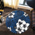 Hawaiian Plumeria Tribal Polynesian Round Carpet Blue AH - Polynesian Pride