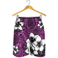 Hawaiian Plumeria Tribal Polynesian Men's Shorts Pink AH - Polynesian Pride