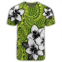 Hawaiian Plumeria Tribe Yellow Green Polynesian T Shirt AH - Polynesian Pride