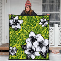 Hawaiian Plumeria Tribe Yellow Green Polynesian Premium Quilts AH - Polynesian Pride
