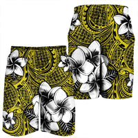 Hawaiian Plumeria Tribe Yellow Polynesian Men's Shorts AH - Polynesian Pride