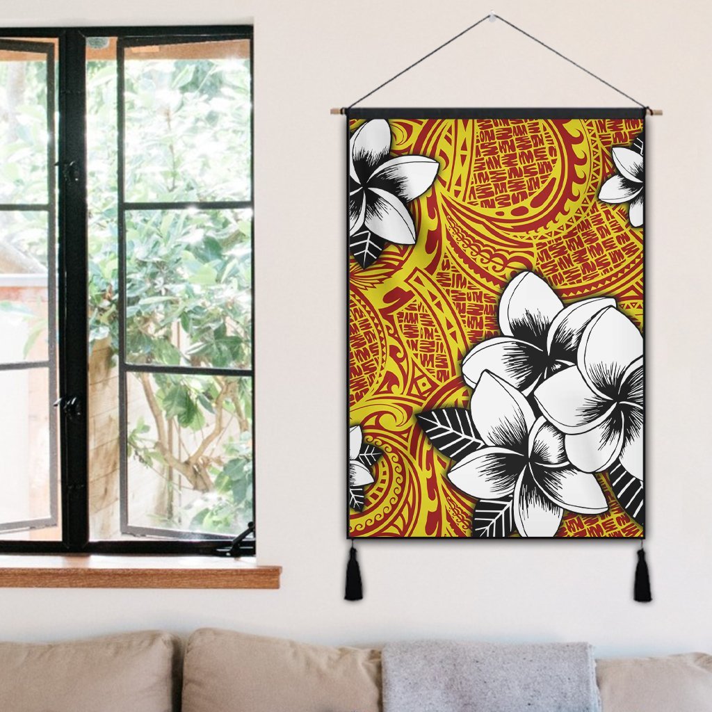 Hawaiian Plumeria Tribe Yellow Red Polynesian Hanging Poster AH - Polynesian Pride