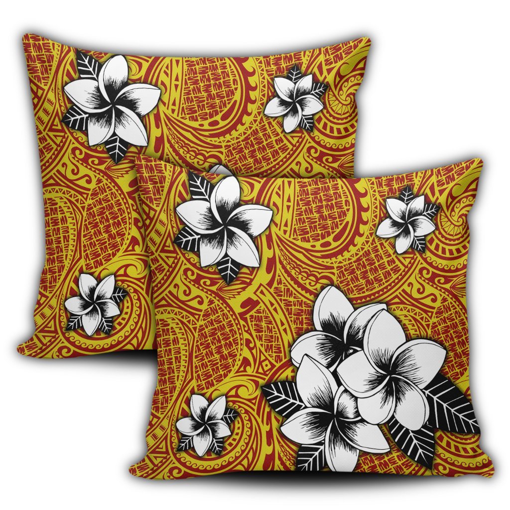 Hawaiian Plumeria Tribe Yellow Red Polynesian Pillow Covers AH - Polynesian Pride