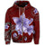 Hawaiian Plumeria Violet Polynesian Red Zip Hoodie - Polynesian Pride